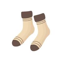 Beige socks with brown cuffs, toes, and heels on white background vector