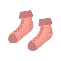 Pink Frilly Socks with Dotted Grip Pattern vector