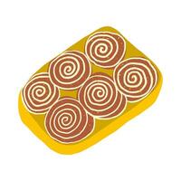 Cinnabon, hand drawn cinnamon bun. Delicious cinnamon bun. Food baked in flat style. Bakery concept vector