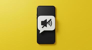 Smartphone silently communicating with mute notification symbol representing quiet communication photo