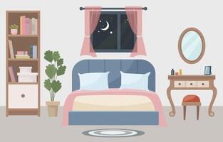 Stylish bedroom with modern furniture vector
