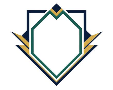 Elegant Geometric Frame Design Modern Abstract Shield Shape with Gold and Teal Accents for Branding vector