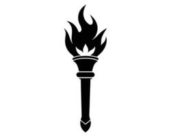 Fiery Torch Silhouette Elegant Black and White Symbol of Hope, Courage, and Enlightenment - Professional digital artwork with vibrant colors and detailed composition vector