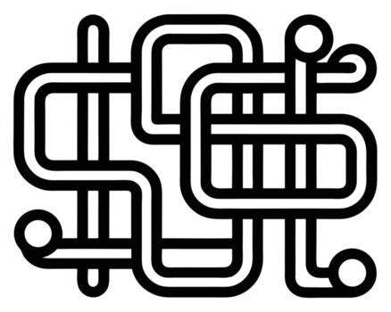 resumen negro y blanco entrelazados líneas formando un complejo geométrico patrón, ilustrando un misterioso y intrigante rompecabezas vector