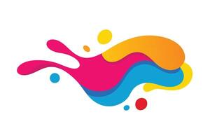 Vibrant Colorful Paint Splashes Flowing Dynamically on White Background, Joyful and Energetic Abstract Design - Professional digital artwork with vibrant colors and detailed composition vector