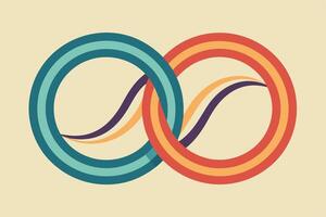 Retro Abstract Intertwined Circles Design A Serene and Stylish Infinity Symbol in Vintage Color Palette vector