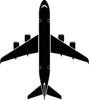 Top view of a jet airplane silhouette isolated on white background vector