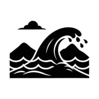 Stylized wave and mountains silhouette isolated on white background vector