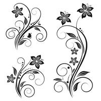 Elegant Black and White Floral Swirl Designs Decorative Flourishes for Invitations, Cards, and Scrapbooking - Professional digital artwork with vibrant colors and detailed composition vector