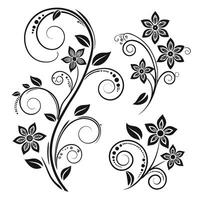 Elegant Black and White Floral Swirls Romantic Design Elements for Wedding Invitations and Decorative Arts vector