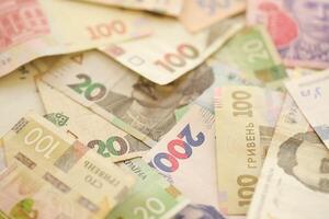 Ukrainian money is one thousand, five hundred and two hundred hryvnias. photo
