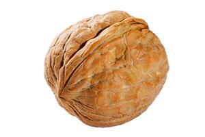 This image features a walnut on a white background, showcasing its texture and detail. Ideal for topics on healthy eating, snacks, or recipe ingredients in food-related content. photo