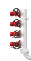 Red fire hydrant on a white photo