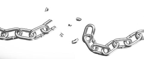 Broken chain on white background photo