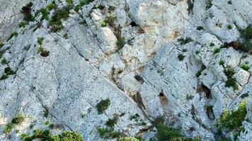 A mountain with a large rock face and green plants video