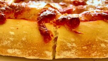 A Mouthwatering CloseUp of a Freshly Baked Pizza Displaying an Array of Toppings Galore photo