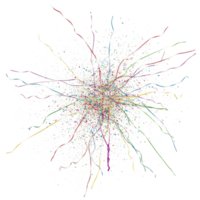 Complex network diagram illustrating interconnected systems and data flow isolated on transparent background png