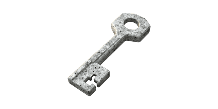 Concrete Key. Symbol Of Strength And Security In Construction And Architecture Isolated On Transparent Background png