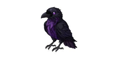Cartoon Raven With Purple Accents. Symbol Of Mystery And Intelligence Isolated On Transparent Background png
