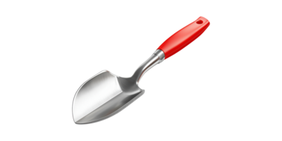 Stainless Steel Garden Trowel With Red Handle. Essential Tool For Gardening And Planting Isolated On Transparent Background png