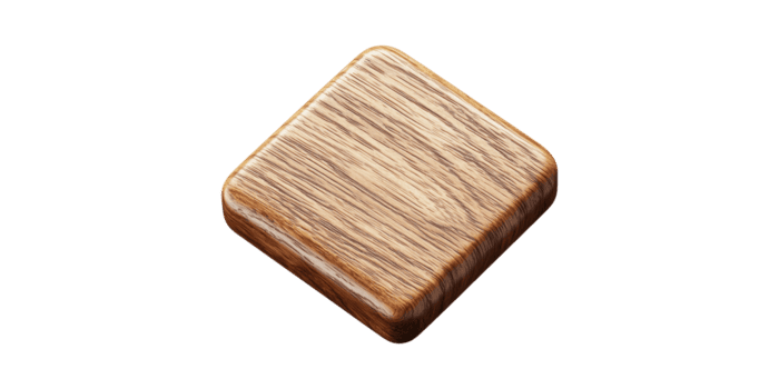 Wooden Textured Square Button Icon. Natural Material Design Element For Ui And Apps Isolated On Transparent Background png