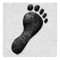 Vintage Footprint In Halftone. Retro Dot Pattern Illustration Isolated On Transparent Background png