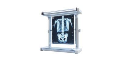 X-Ray Film Viewer With Human Skeleton Image. Medical Imaging And Diagnostic Tool Isolated On Transparent Background png