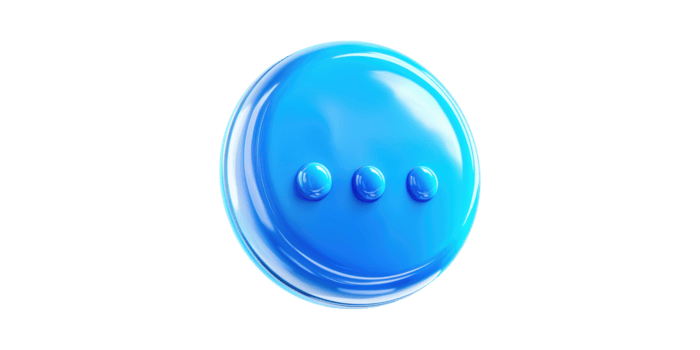 Blue 3D Chat Bubble Icon With Ellipsis. Symbolizing Communication And Messaging Concepts Isolated On Transparent Background png