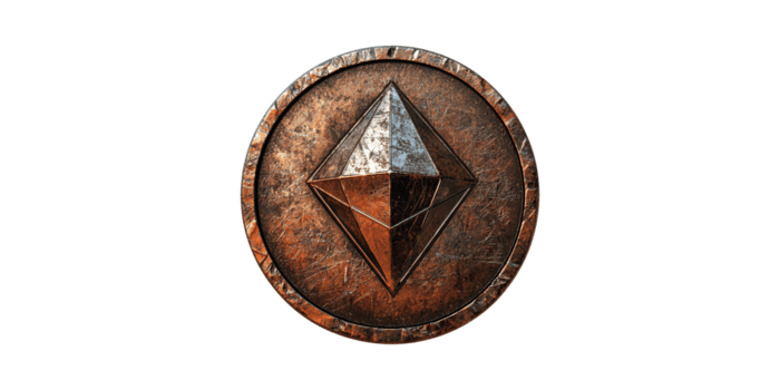 rustico moneta design. simbolo di criptovaluta e blockchain tecnologia isolato su trasparente sfondo png