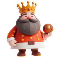 Cartoon king figure holding a golden orbisolated on a transparent background. png