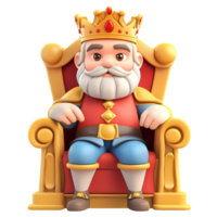 Cartoon king seated on a throneisolated on a transparent background. png