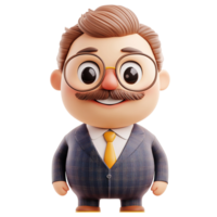 Cartoon character of a man in a suitisolated on a transparent background. png