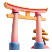 Colorful stylized torii gate, digitally renderedisolated on a transparent background. png