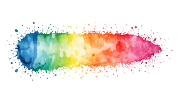 Vibrant rainbow watercolor paint splash effect against a simple transparent canvas backdrop png