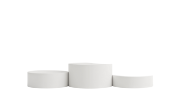 Minimalist white cylinder podium display on isolated transparent backdrop for product showcasing, png