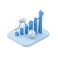 Cryptocurrency investment growth visualization with 3D chart representing market trends and analysis png
