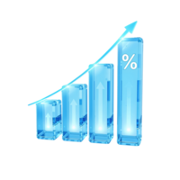 Captivating translucent growth chart showcasing positive percentage gains and arrow accentuating png
