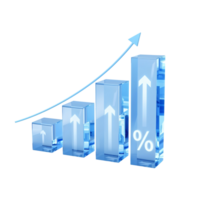 Financial advancement concept depicted through transparent blue graphical data representation with png