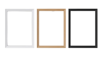 Trio of frames presenting diverse styles and textures isolated against a pure backdrop png
