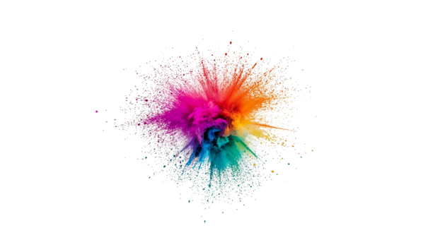 Brilliant burst of colors creating a dynamic explosion of energy and vibrancy with isolated space png