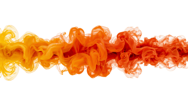 astratto ardente fluire. dinamica di pigmento dispersione nel liquido contro vuoto spazio sfondo png