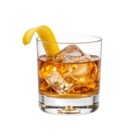refrescante whisky cóctel con hielo y agrios giro en un transparente ambiente png