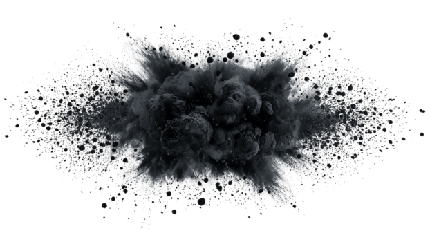 resumen dispersión de gris elementos creando un dinámica explosión efecto en transparente fondo png