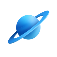 Blue cartoon planet with ring illustration on transparent background stylized png