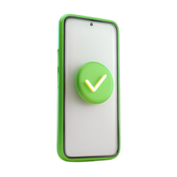 Green Smartphone with Check Mark Icon on Transparent Background png