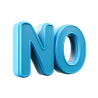 Blue 3D NO Text Isolated on Transparent Background png