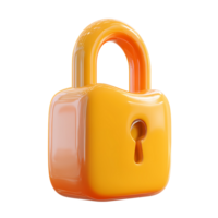 Glossy Orange Padlock Security Icon on Transparent Background png