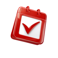 Red Calendar Icon with Check Mark on Transparent Background png