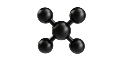 Black Methane Molecule Model. Chemistry And Molecular Structure Representation Isolated On Transparent Background png