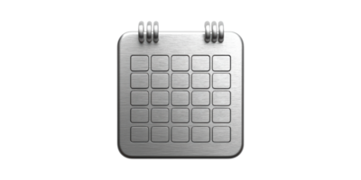 Metallic Calendar Icon With Grid Design. Symbolizes Organization And Time Management Isolated On Transparent Background png